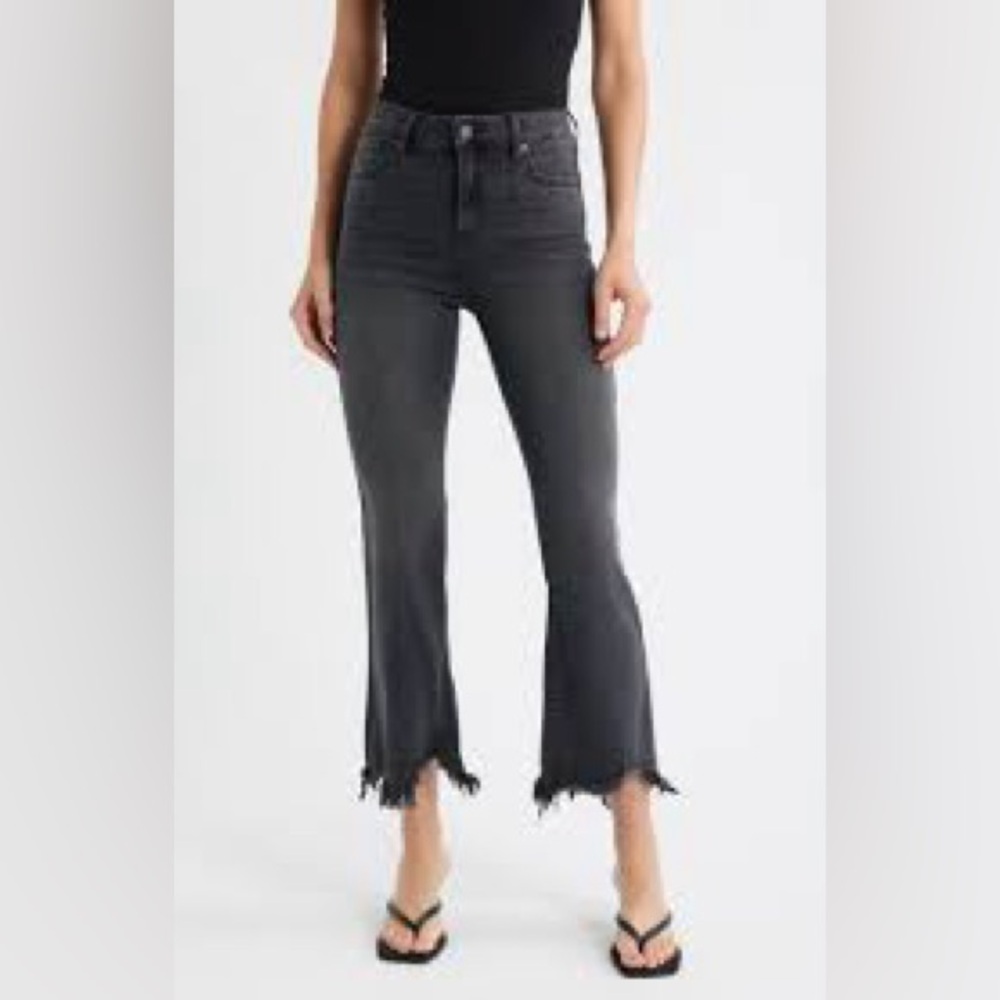 Hidden revolve Women's Charcoal Frayed Hem Flare Jeans